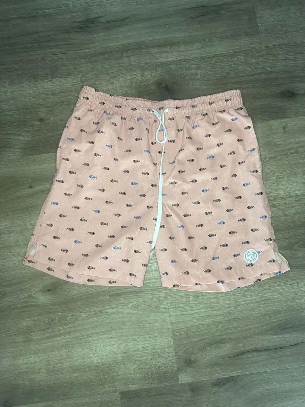 Brooklyn Cloth Surf Ave Swim Trunk Size M Pink Fish Bones